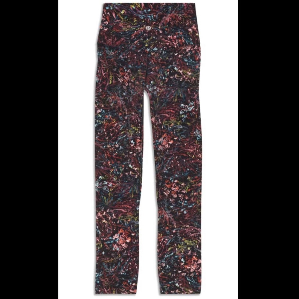 Lululemon High Rise Crop Foliage Overlay Multi Women’s Exercise Yoga Pilates 2
